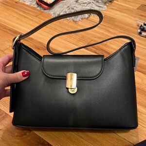 Old Navy Black Shoulder Bag with Gold Accent